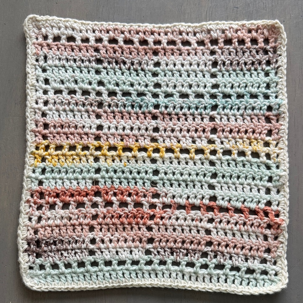 Crochet Dishcloth Washcloth Old Fashioned - Good Sized - 10” x 10.5”